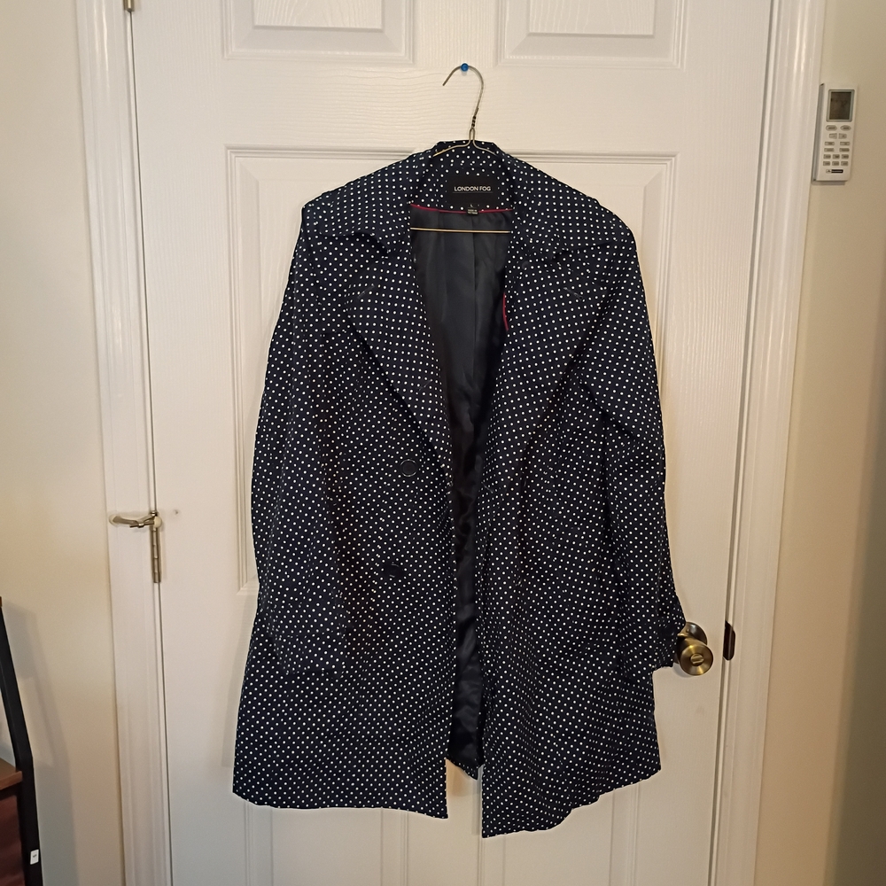 London Fog Navy Polka Dot Jacket